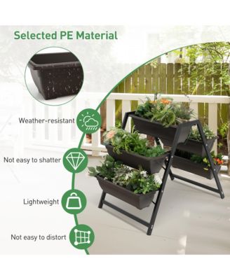 31”H Raised Garden Bed 3-Tier Vertical Planter w/5 Plant Boxes Indoor Outdoor