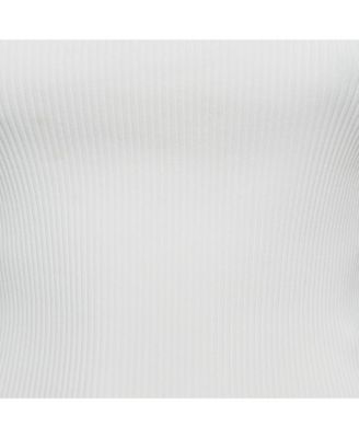 Women's White Rib Knit Sleeveless Tie-Up Top
