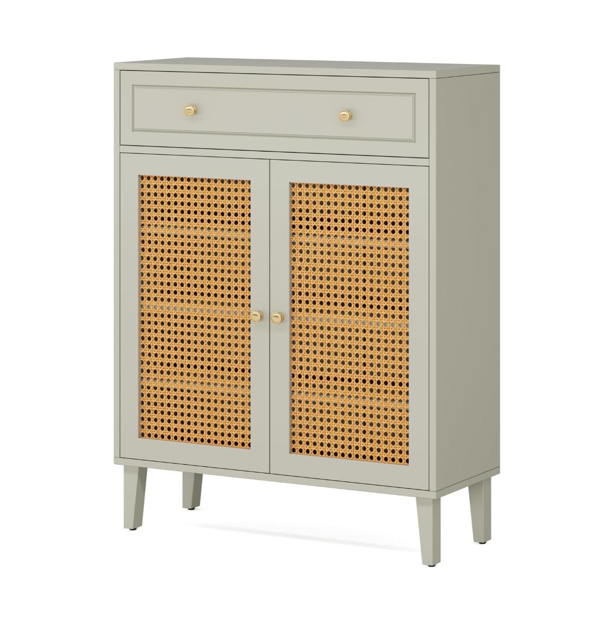 Slickblue Entryway Shoe Cabinet with Pull Down Doors and Top Shelf