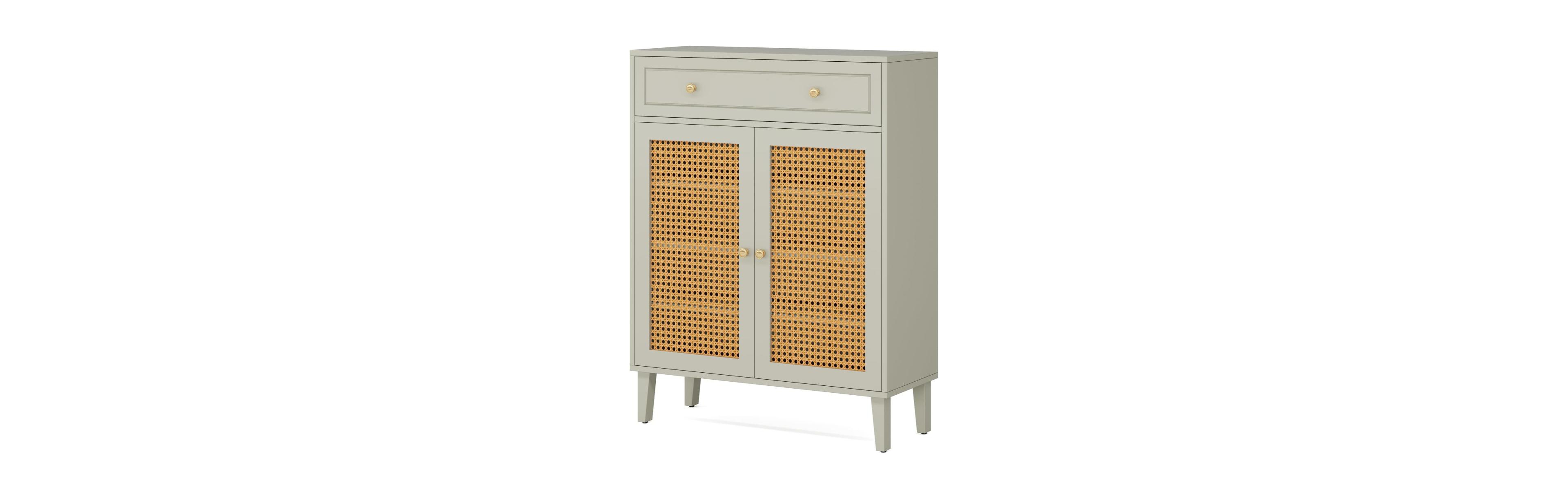Slickblue Entryway Shoe Cabinet with Pull Down Doors and Top Shelf