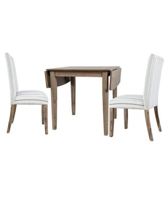 Eastern Tides Coastal Wire-Brushed Wood Three Piece Upholstered Dining Set