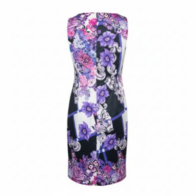 Women's Multicolor Printed Cotton Scoop Neck Sleeveless Shift Dress