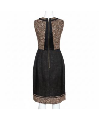 Pre-Owned D&G Black and Brown Tweed Silk Overlay Flared Dress