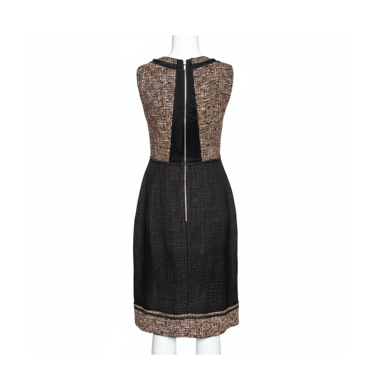 Pre-Owned D&G Black and Brown Tweed Silk Overlay Flared Dress