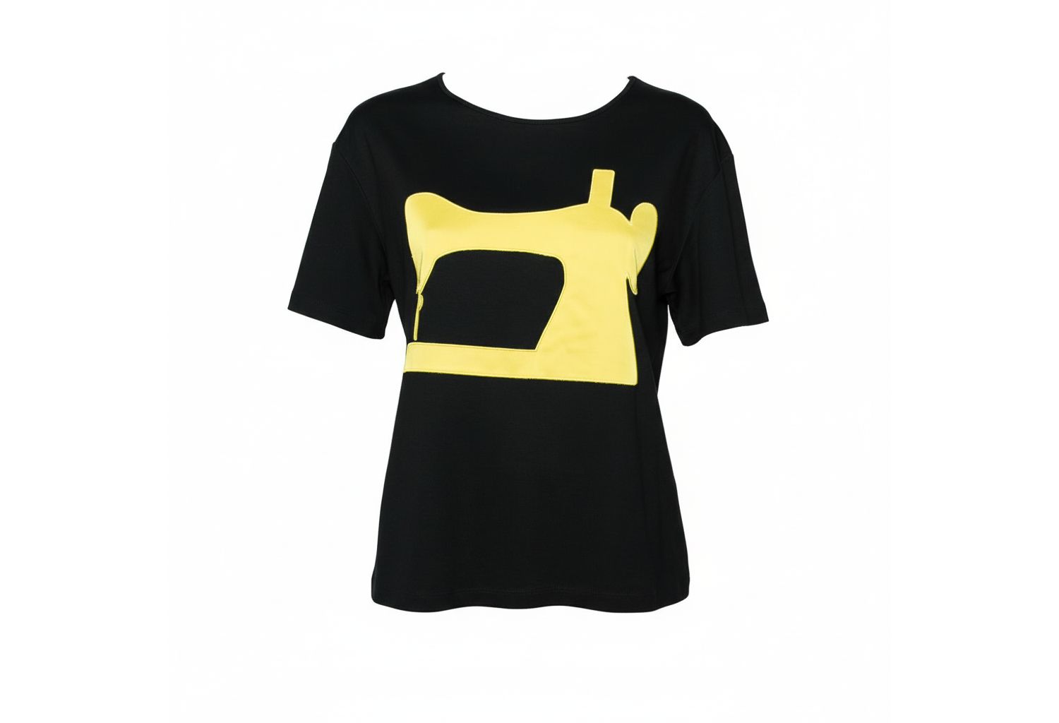 Women's Cheap And Chic Black Jersey Sewing Machine Appliqued T-Shirt