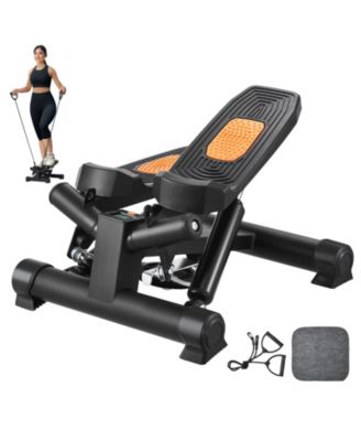 Mini Stair Stepper, Hydraulic Twist Stepper with Resistance Bands and LCD Monitor for Home Exercise