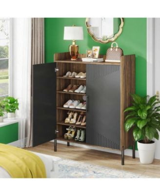 Narrow Shoe Cabinet with Doors for Compact Hallway Spaces