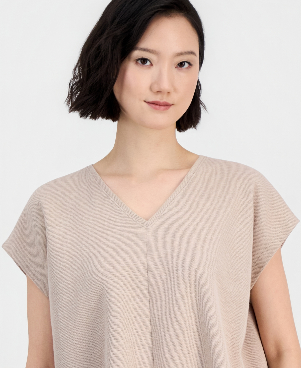 Eileen Fisher Women's Boxy V-Neck Cap-Sleeve Top