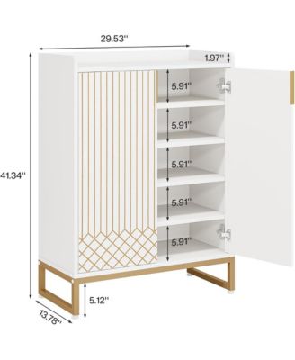 Wooden Shoe Cabinet Organizer with Storage Compartment