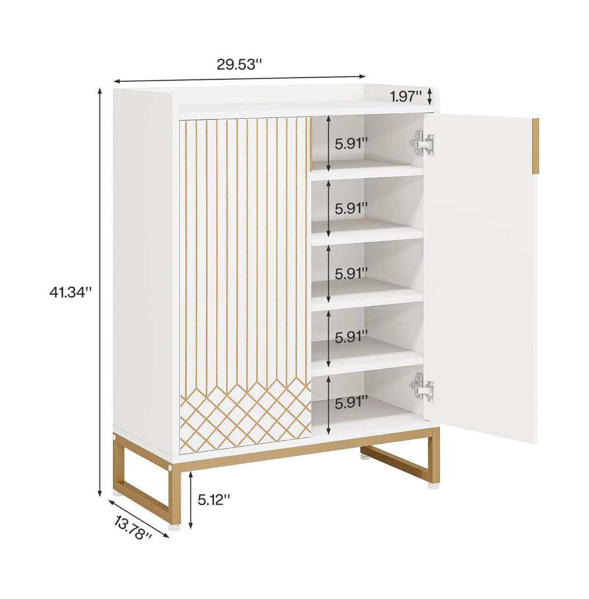 Slickblue Wooden Shoe Cabinet Organizer with Storage Compartment