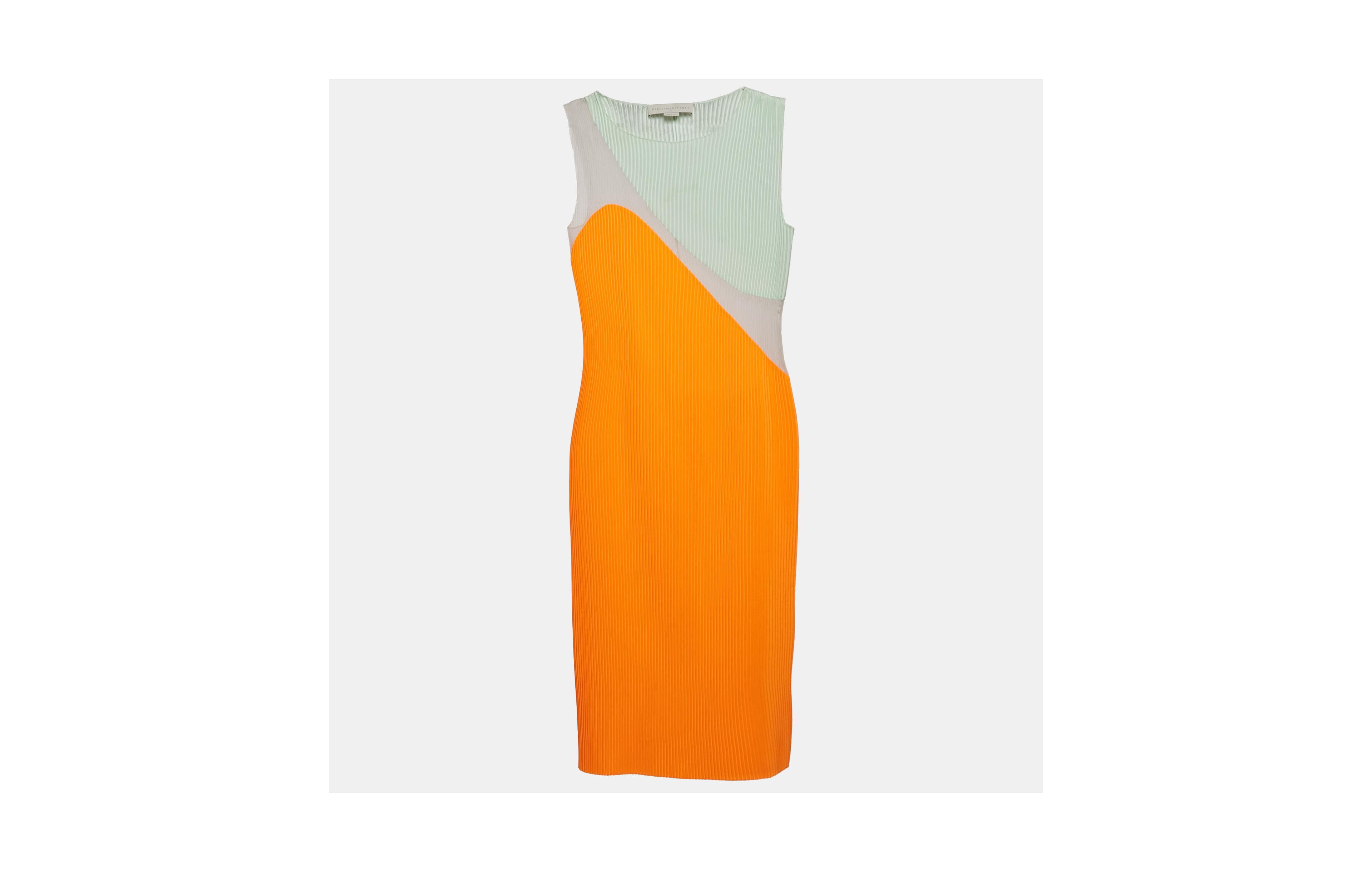 Pre-Owned Stella Mccartney Women's Plisse Paneled Midi Dress