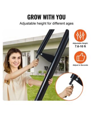 50-Inch Adjustable Basketball Hoop, 7.6–10 ft Portable Backboard System with Wheels and Fillable Base