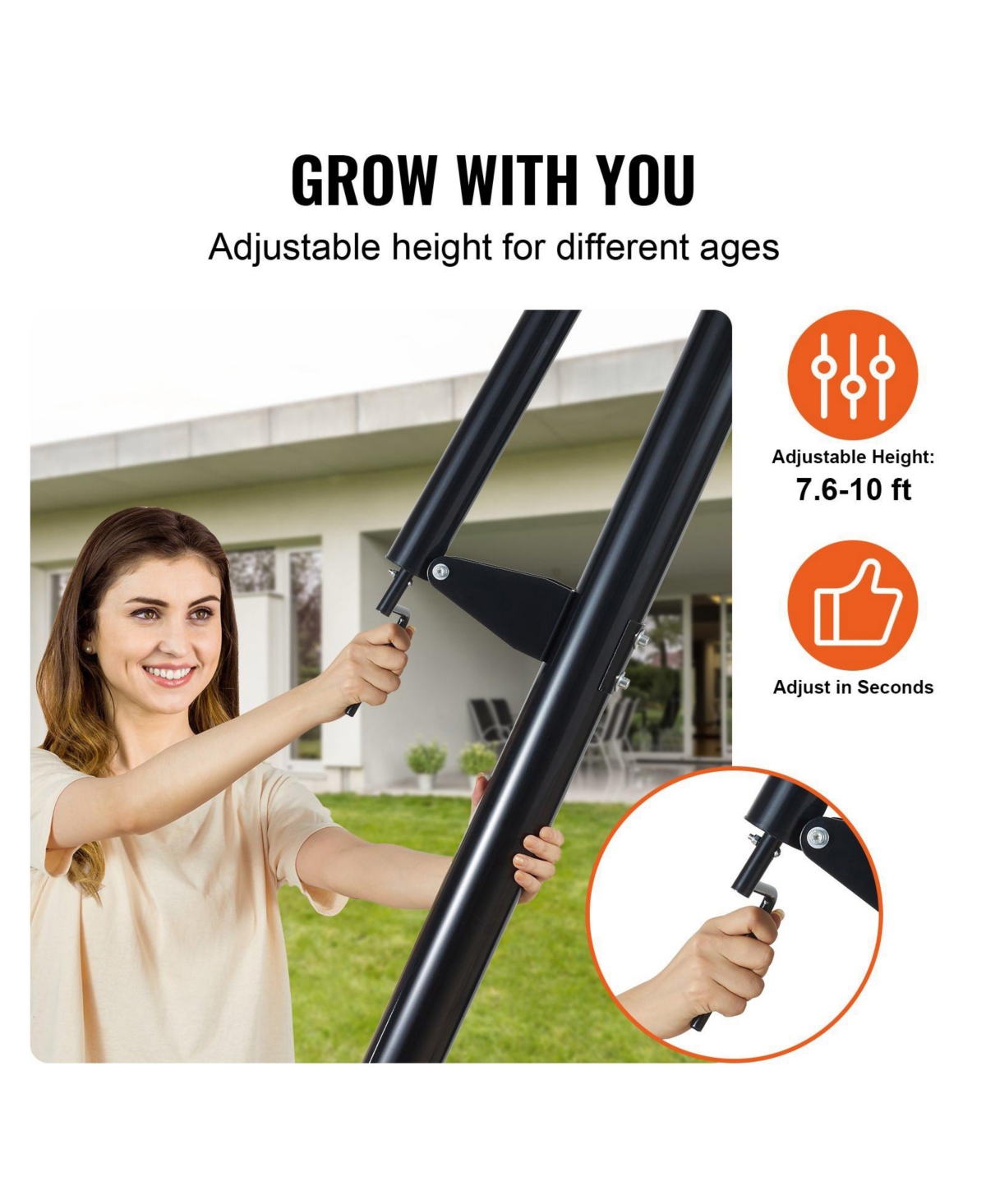 Mecale 50-Inch Adjustable Basketball Hoop, 7.6–10 ft Portable Backboard System with Wheels and Fillable Base