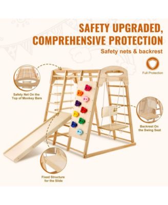 Indoor Jungle Gym 7-in-1 Wooden Toddler Climbing Playground