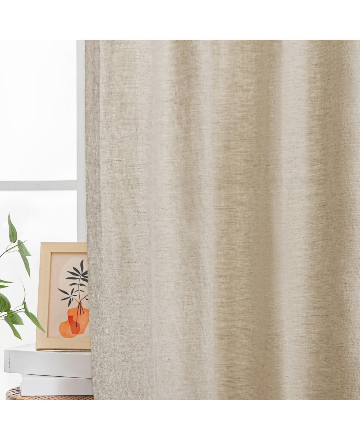 Awesome Home 100% Linen Room Darkening Back Tab Single Panel