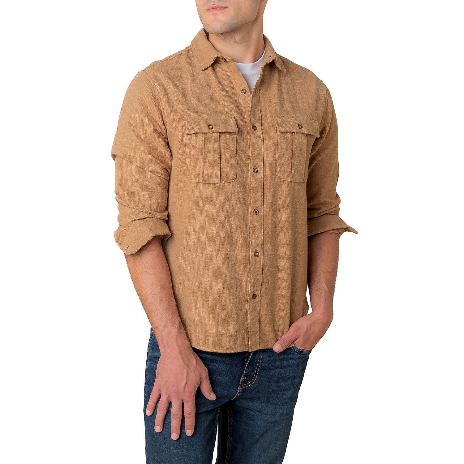 Men's Hope and Henry Organic Flannel Double Pocket Button Down Shirt