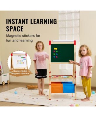 Sugfit 3-in-1 Wooden Art Easel with Storage Compartment & Adjustable Height