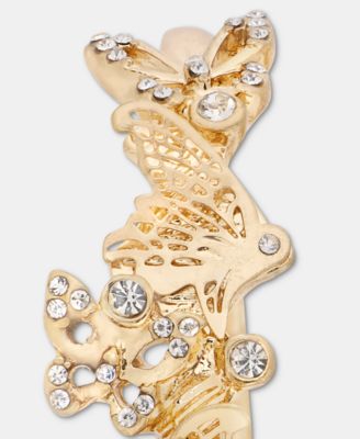 Gold-Tone Butterfly Pav&eacute; Medium Hoop Earrings, 1.5"