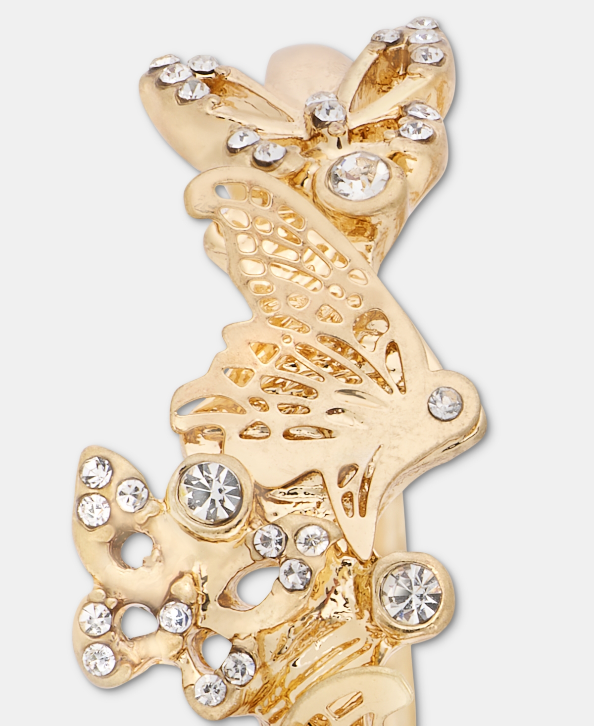 lonna & lilly Gold-Tone Butterfly Pave Medium Hoop Earrings, 1.5"
