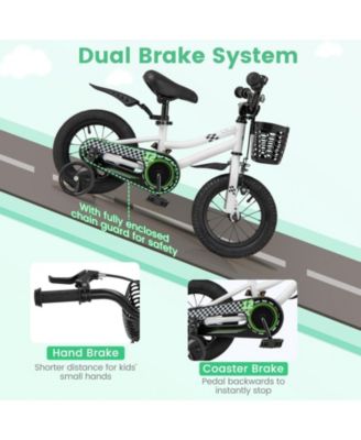 Kids 12 Inch Training Bike with Dual Brakes Adjustable Seat and Basket for Ages 3 to 4