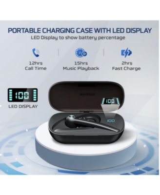 Wireless Bluetooth Headset with Noise-Cancelling Microphone and Charging Case