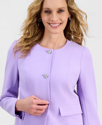 Women's Stretch Crepe Three-Button Waist Seamed Jacket