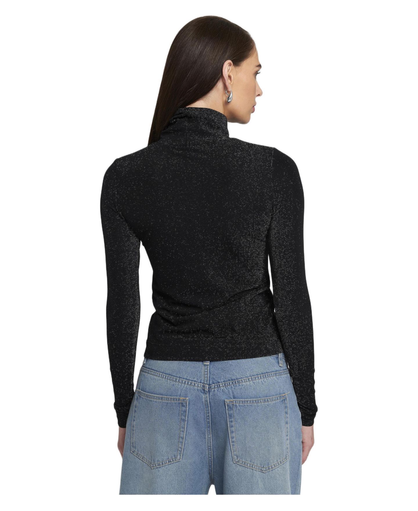 Женский топ ELLE Collection Knit Turtleneck Top Solid, цвет: Чёрный — фото 3