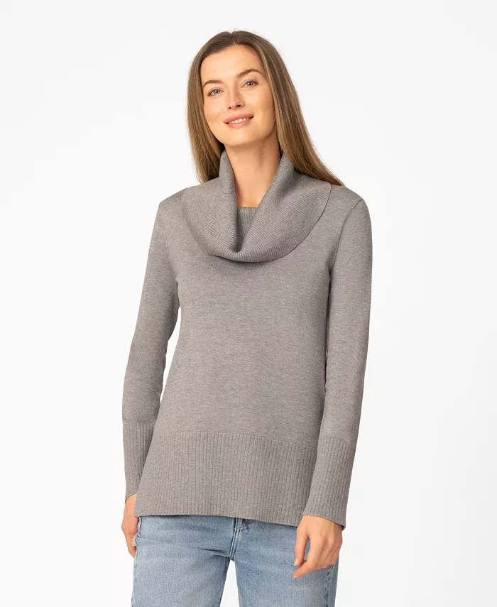 Women's Rib Cowl Neck Tunic Sweater - thumbnail 6