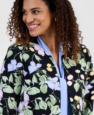 Women's Floral Collarless Blazer