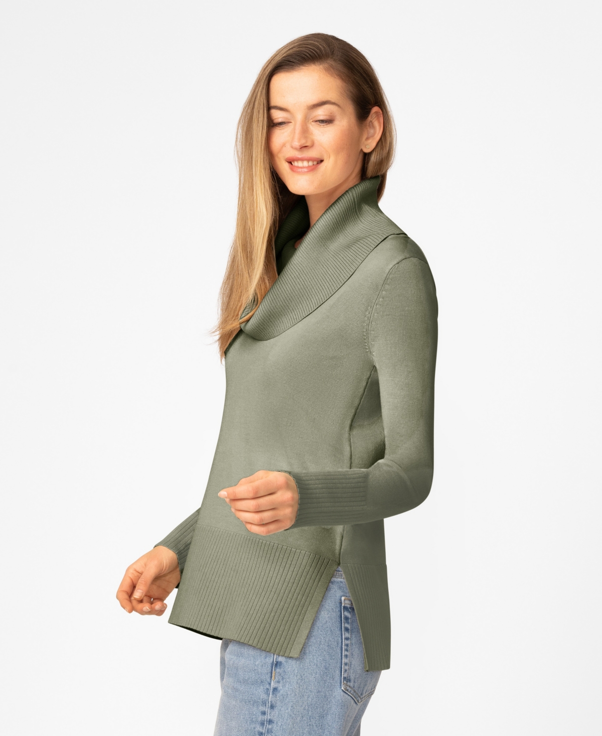 Melissa Paige Women's Rib Cowl Neck Tunic Sweater
