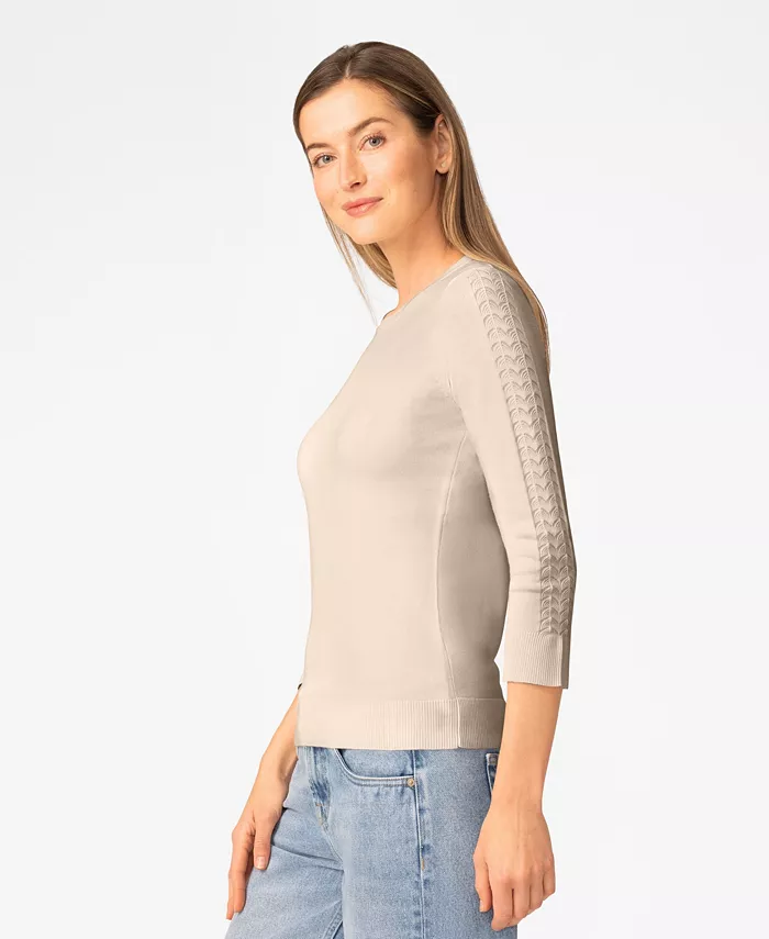 Women's Pointelle 3/4-Sleeve Sweater - thumbnail 6