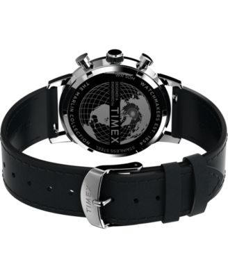 Men's Chronograph Black Leather Watch, 40mm