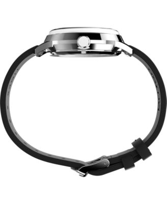 Men's Automatic Black Leather Watch, 40mm