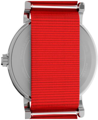 Unisex Quartz Analog Red Fabric Watch, 31mm