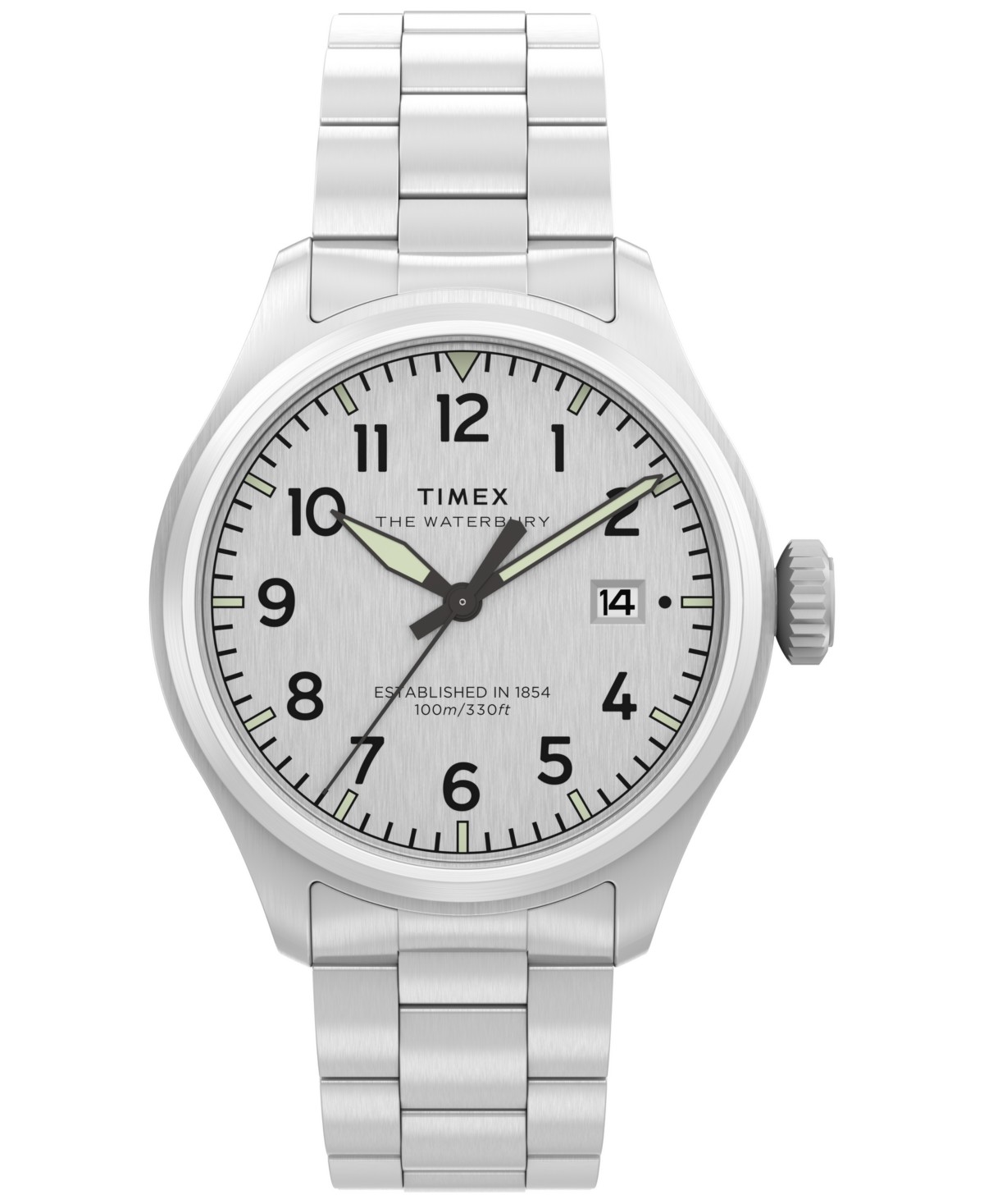 Мужские кварцевые часы Timex с серебристым стальным браслетом, 41 мм — фото 2
