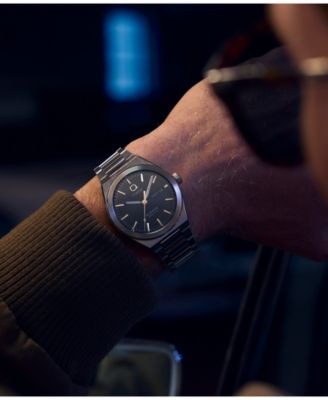 Men's Quartz Analog Silver-Tone Stainless Steel Watch, 39mm