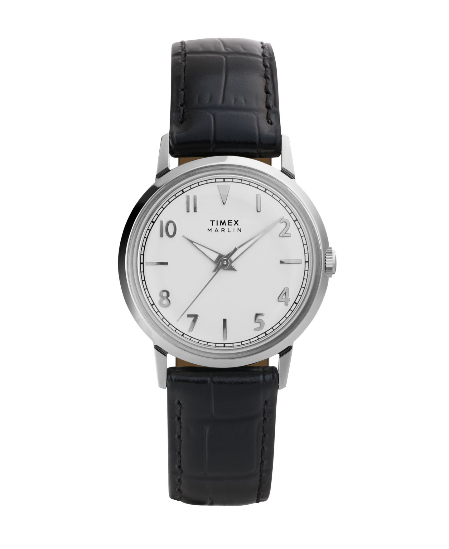 Часы Timex Unisex Quartz Analog Black Leather Watch, 34mm — фото 1