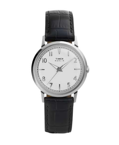 Часы Timex Unisex Quartz Analog Black Leather Watch, 34mm