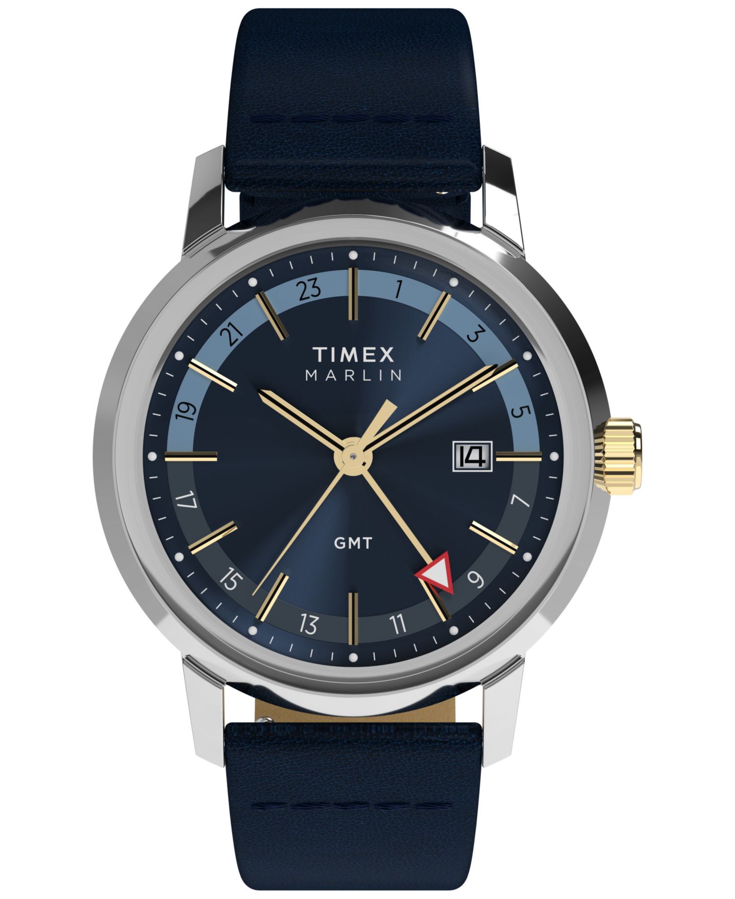 Мужские часы Timex Quartz Analog Blue Leather Watch, 40mm — фото 1