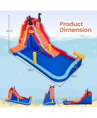 5-in-1 Inflatable Water Slide Bounce House with Dual Slides, Splash Pool, and 735W Blower