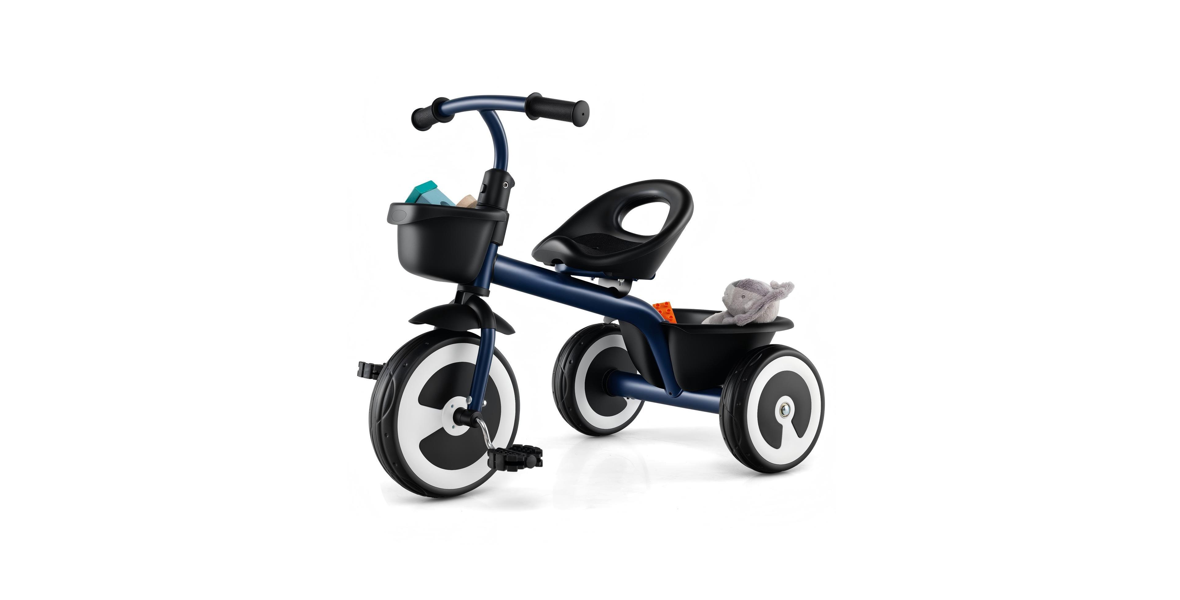 Hongge Adjustable Tricycle with Dual Baskets, Push Handle, Ages 1.5-5+