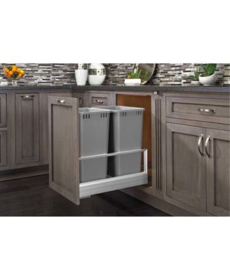 Double Pullout Kitchen Trash Can 50 qt., Silver, 5149-2150DM-217