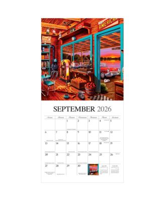 Hopper Studios Vintage Country | 2026 12 x 24 Inch (Hanging) Monthly Square Wall Calendar | Featuring the Artwork of Geno Peoples | Plastic-Free.
