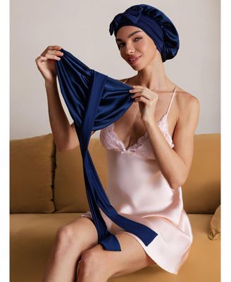 Pure Silk Double-layer Bonnet - With Adjustable Long Tie