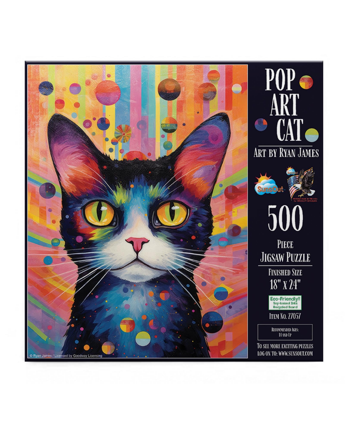 SunsOut Pop Art Cat 500 piece Jigsaw Puzzle for Adults