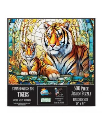 Stained Glass Zoo Tigers 500 piece Jigsaw Puzzle for Adults