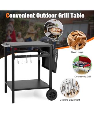 Double-Shelf Movable Dining Cart Table Multifunctional Kitchen Worktable Outdoor