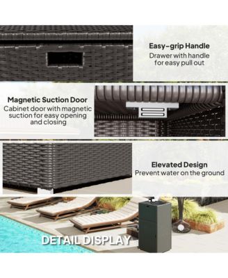 Outdoor Towel Rack for Pool with Drawer and Cabinet