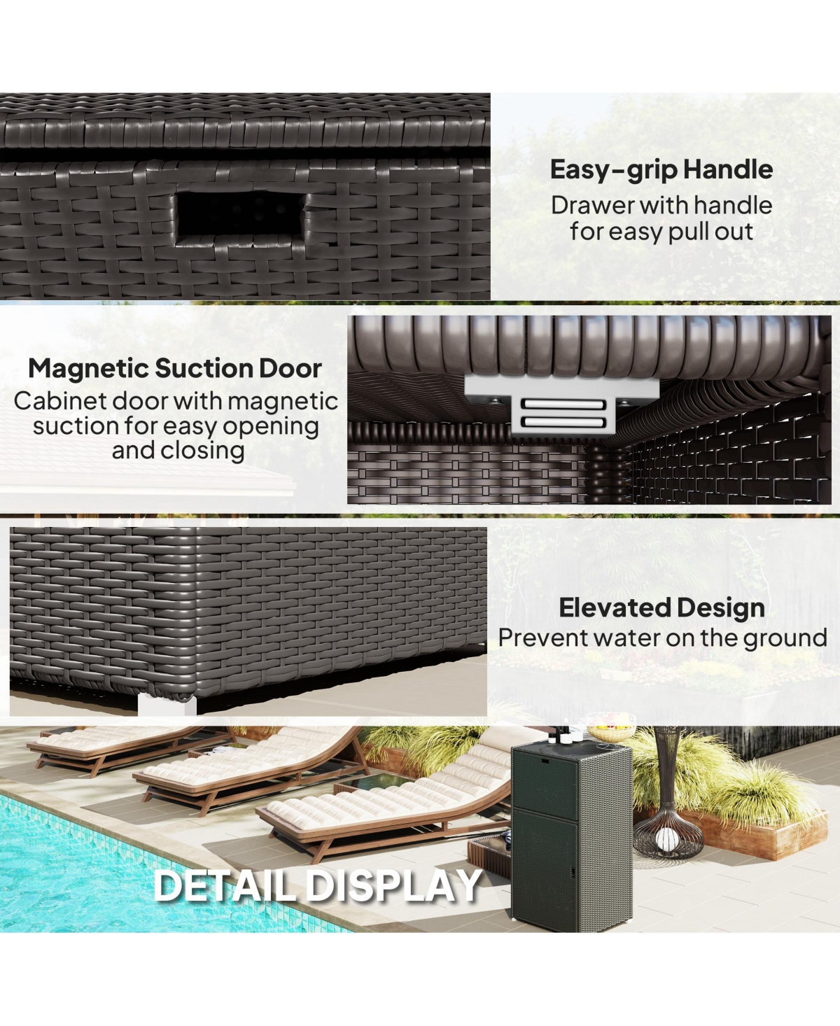 Outsunny Outdoor Towel Rack for Pool w/ Drawer & Cabinet,