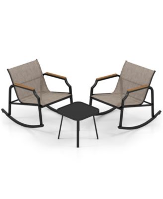 3 PCS Rocking Bistro Set Outdoor Conversation Set with Porch Rocking Chairs
